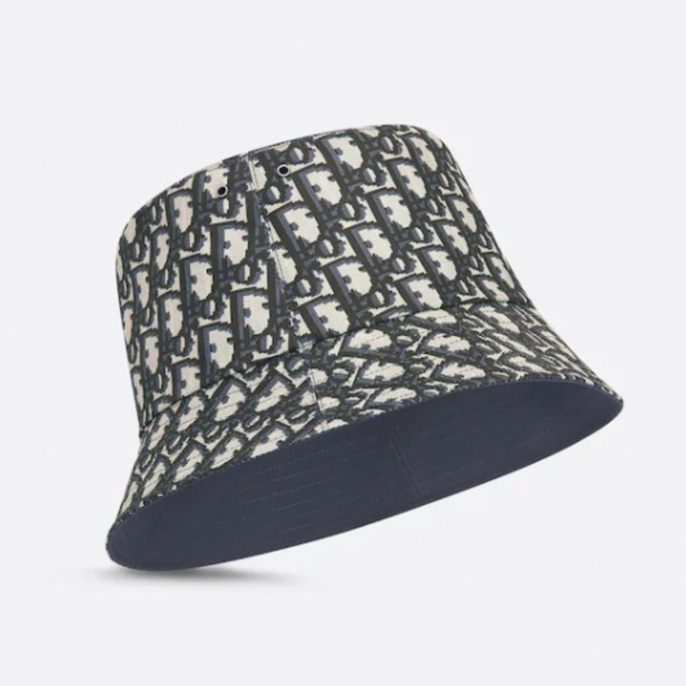 Dior Reversible Teddy-D Small Brim Bucket Hat in Navy